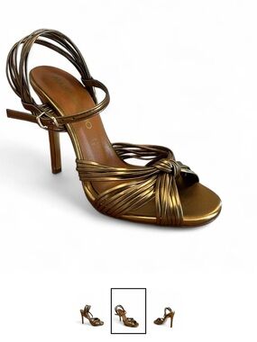 Massimo Matteo Bronze Metallic Knotted Strappy Heel Sandal